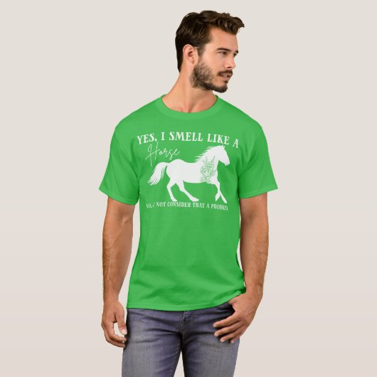Paardenliefhebbers ja ik ruik als een paardenjonge t-shirt (Voorkant volledig)