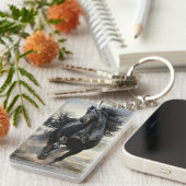 Paardenliefhebbers, zwarte hengst sleutelhanger (Voorkant Rechts)