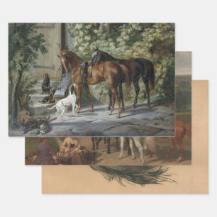 Paardenlovers (paardenkunst) inpakpapier vel