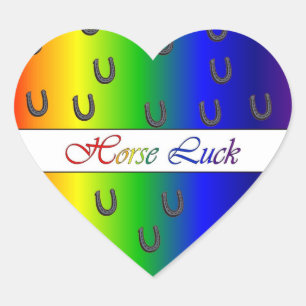 Paardenluck Rainbow Color Hoefijzers Hartsticker Hart Sticker