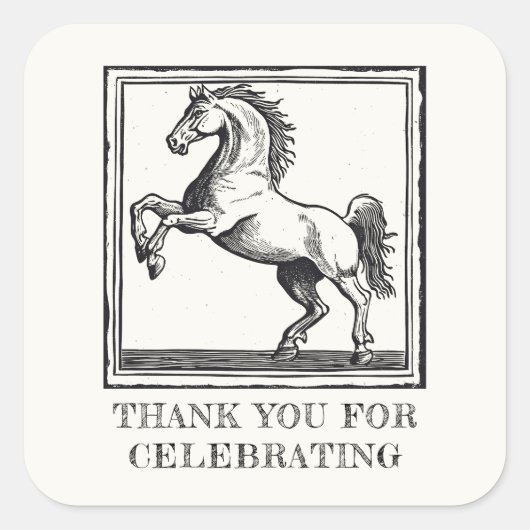  paardenmanege volwassene bedankt vierkante sticker (Voorkant)