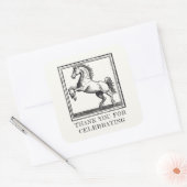  paardenmanege volwassene bedankt vierkante sticker (Envelop)