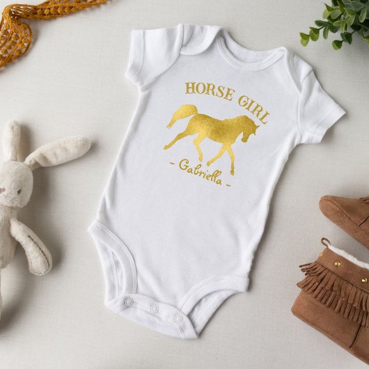 Paardenmeisje gouden paard baby shower baby cadeau romper