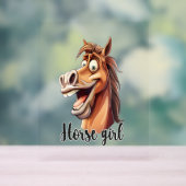 Paardenmeisje grappig paard acryl bord (Neutraal)