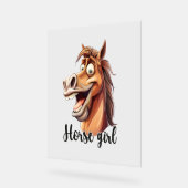Paardenmeisje grappig paard acryl bord (Hoek)
