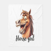 Paardenmeisje grappig paard fleece deken (Voorkant)