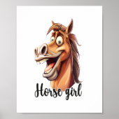 Paardenmeisje grappig paard poster (Voorkant)