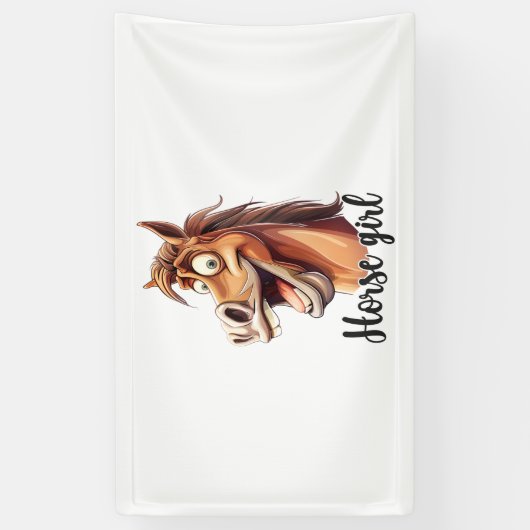 Paardenmeisje grappig paard spandoek (Verticaal)