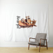 Paardenmeisje grappig paard wandkleed (In Situ (horizontaal))