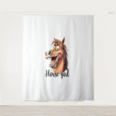 Paardenmeisje grappig paard wandkleed (Voorkant)