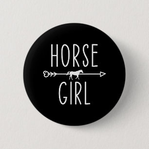 Paardenmeisje Ik hou van paarden die over Equestri Ronde Button 5,7 Cm