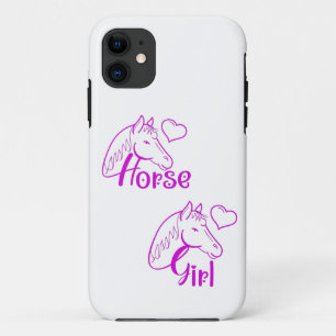 Paardenmeisje in Paars met paardenhoofdlettertype Case-Mate iPhone Case
