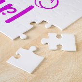 Paardenmeisje in Paars met paardenhoofdlettertype Legpuzzel (Zijkant)