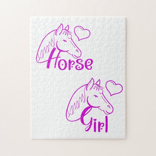 Paardenmeisje in Paars met paardenhoofdlettertype Legpuzzel (Verticaal)