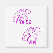 Paardenmeisje in Paars met paardenhoofdlettertype Magneet (Voorkant)