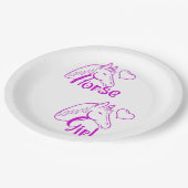 Paardenmeisje in Paars met paardenhoofdlettertype Papieren Bordje (Gekanteld)