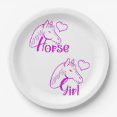 Paardenmeisje in Paars met paardenhoofdlettertype Papieren Bordje (Voorkant)