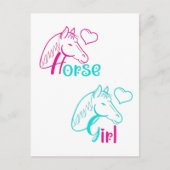 Paardenmeisje in roze en Turquoise Briefkaart (Voorkant)