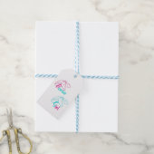 Paardenmeisje in roze en Turquoise Cadeaulabel (Met Touw)
