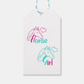 Paardenmeisje in roze en Turquoise Cadeaulabel (Voorkant)