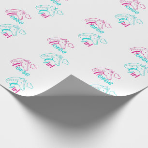 Paardenmeisje in roze en Turquoise Cadeaupapier