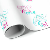Paardenmeisje in roze en Turquoise Cadeaupapier (Rol Hoek)