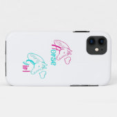 Paardenmeisje in roze en Turquoise Case-Mate iPhone Case (Achterkant (horizontaal))