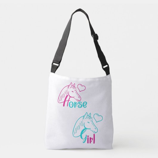 Paardenmeisje in roze en Turquoise Crossbody Tas (Voorkant)