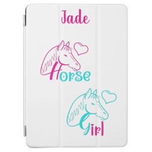 Paardenmeisje in roze en Turquoise iPad Air Cover