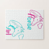 Paardenmeisje in roze en Turquoise Legpuzzel (Horizontaal)