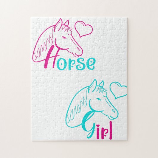 Paardenmeisje in roze en Turquoise Legpuzzel (Verticaal)
