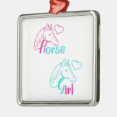 Paardenmeisje in roze en Turquoise Metalen Ornament (Links)