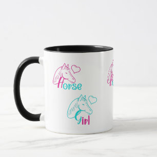 Paardenmeisje in roze en Turquoise Mok