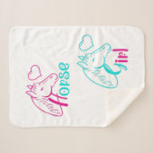 Paardenmeisje in roze en Turquoise Sherpa Deken (Voorkant (horizontaal))