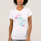 Paardenmeisje in roze en Turquoise T-shirt (Voorkant)