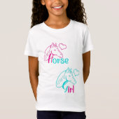 Paardenmeisje in roze en Turquoise T-shirt (Voorkant)
