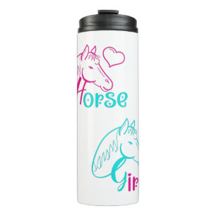 Paardenmeisje in roze en Turquoise Thermosbeker