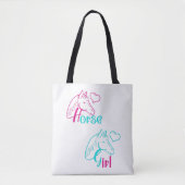 Paardenmeisje in roze en Turquoise Tote Bag (Voorkant)