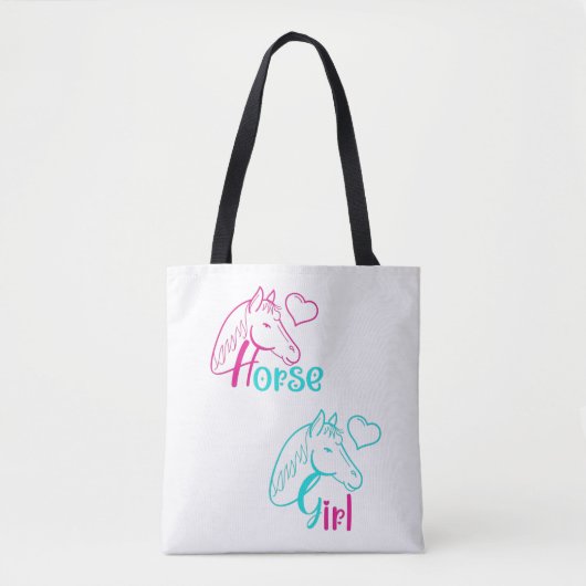Paardenmeisje in roze en Turquoise Tote Bag (Voorkant)