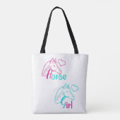Paardenmeisje in roze en Turquoise Tote Bag (Achterkant)