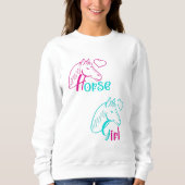 Paardenmeisje in roze en Turquoise Trui (Voorkant)