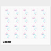 Paardenmeisje in roze en Turquoise Vierkante Sticker (Vel)