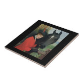  paardenmeisje met rode naaldjas tegeltje (Zijkant)