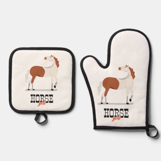 Paardenmeisje Ovenwant & Pannenlap Set (Voorkant)