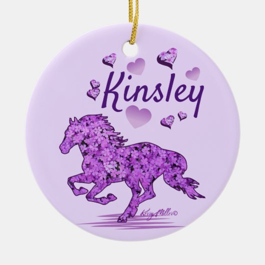 Paardenmeisje, paardenkeramiek keramisch ornament (Voorkant)