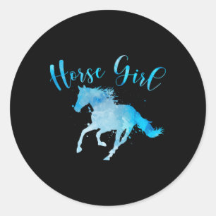 Paardenmeisje Paardenrug Paardrijden Lover Vinta Ronde Sticker