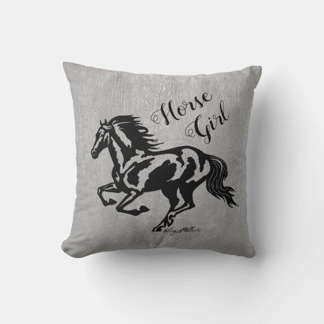 Paardenmeisje, paardenSierkussen Kussen (Voorkant)