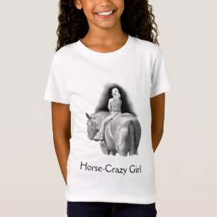 Paardenmeisje: Pencil Art Girl Riding Horseback T-shirt