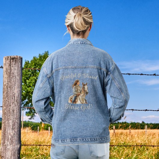 Paardenmeisje personaliseren Jean Denim Jacket