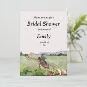 Paardenmeisje vos jacht bruids douche uitnodiging (Staand voorkant)